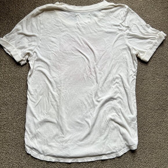 Anthropologie Sol Angeles Red Lips Graphic Tee Cream Soft Casual T-Shirt | Sz M - Picture 7 of 10